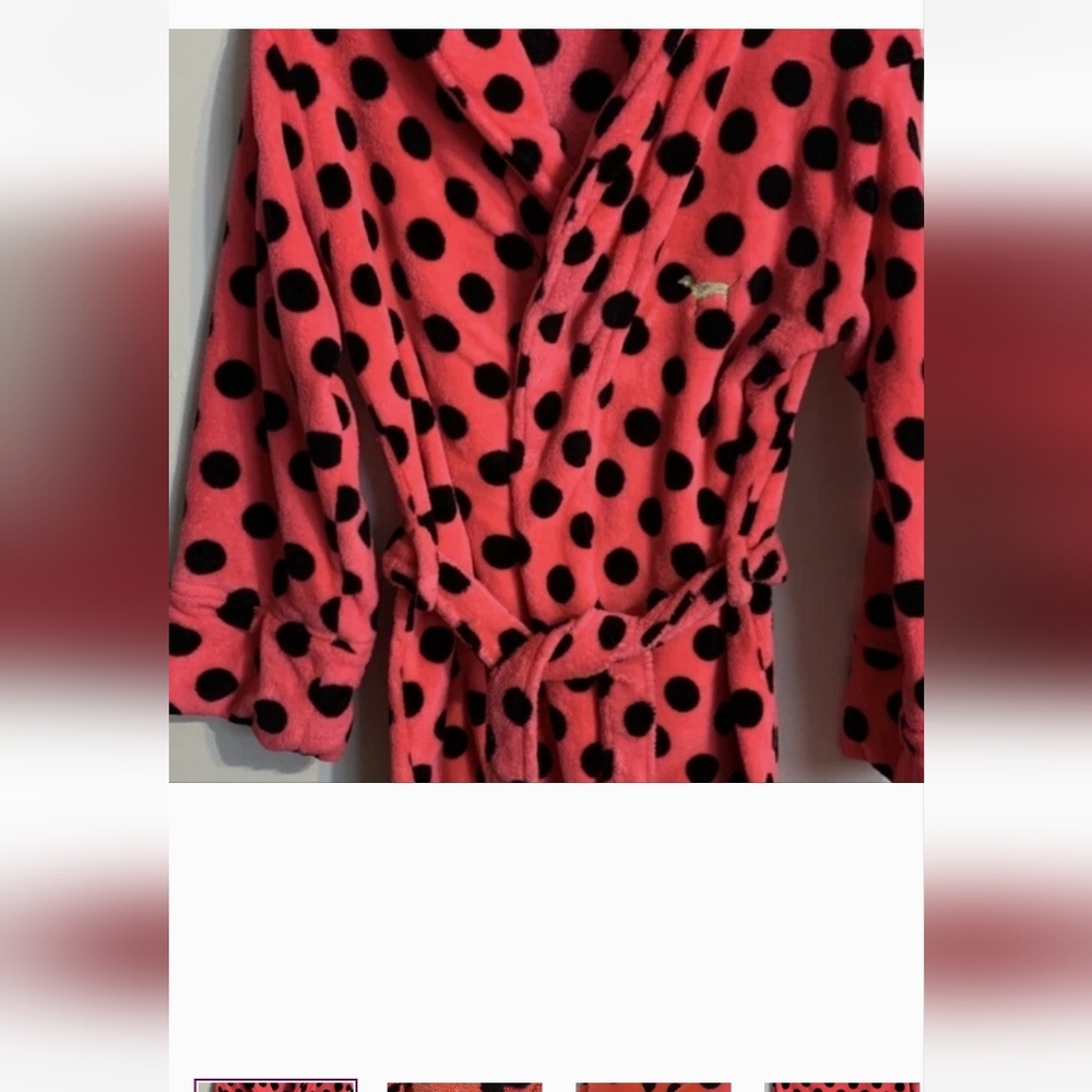 Pink and Black Polka Dot Robe